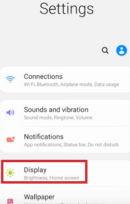 android step 2 - Select display option