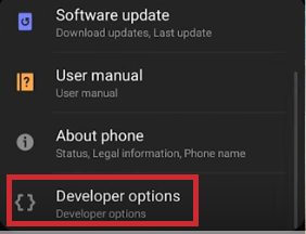 android step 7 - Select Developer Options